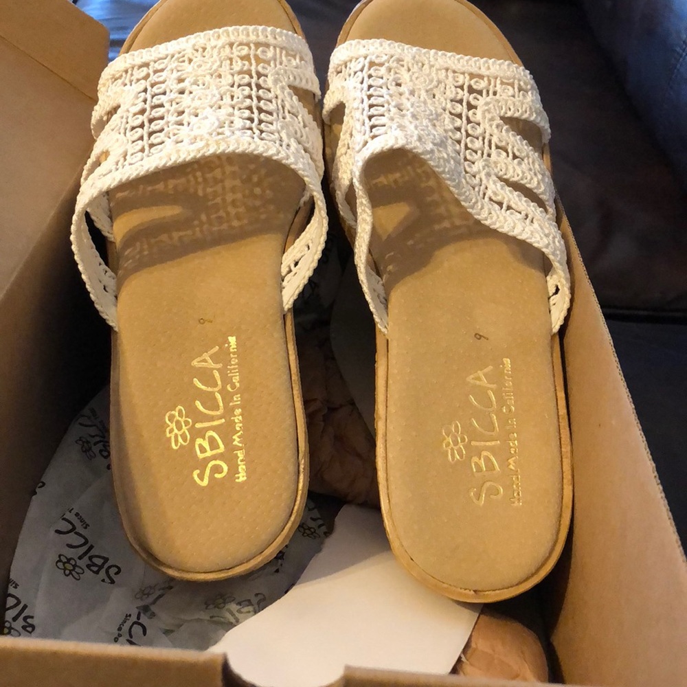 White wedge comfort sandals